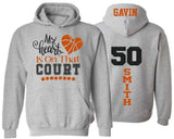 Glitter Basketball Hoodie | My Heart is on that Court | Customize with your Team & Colors | Adult or Youth Sizes
