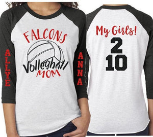 Glitter Volleyball Shirt | Volleyball Mom Shirt | Two Names Two Numbers | Customized Volleyball  Shirt Mom, Stepmom, Grandma, Aunt, Sister