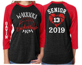 Glitter Basketball Senior Mom Shirt | Basketball Senior Shirt | Customized 3/4 Sleeve Raglan | Basketball Shirt Grandma, Aunt, Stepmom