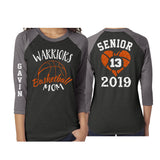 Glitter Basketball Senior Mom Shirt | Basketball Senior Shirt | Customized 3/4 Sleeve Raglan | Basketball Shirt Grandma, Aunt, Stepmom