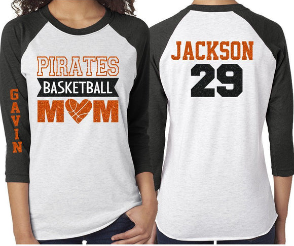 Glitter Basketball Mom Shirt | That's My Boy | Customized 3/4 Sleeve Raglan | Basketball Shirt Grandma, Aunt, Stepmom