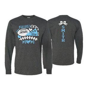 Football & Cheer Mom Shirt | Glitter Football and Cheer Long Sleeve Shirt | Customize Team and Colors