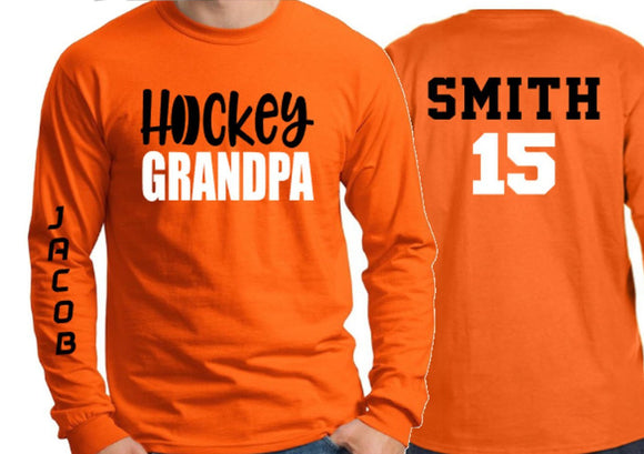 Hockey Shirt | Hockey Grandpa Shirt | Long Sleeve Shirt | Customize Team & Colors