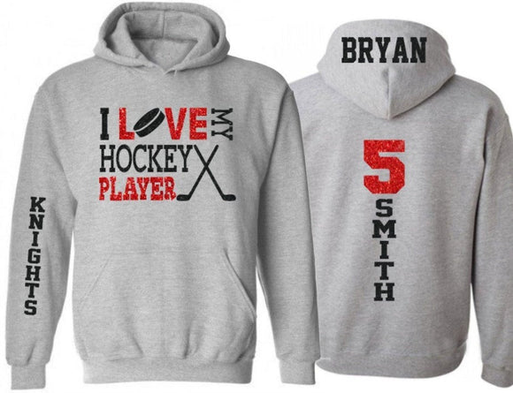 Glitter Hockey Hoodie | Hockey Mom | Hockey Hoodie | Hockey Bling | Hockey Spirit Wear | Customize with your Team & Colors