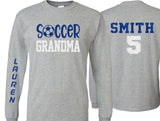 Glitter Soccer Grandma Shirt | Soccer Long Sleeve Shirt | Customize your team & colors