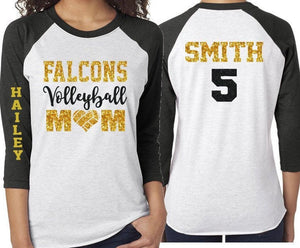 Glitter Volleyball Shirt | Volleyball Mom Shirt | Customized Volleyball  Shirt | Customize Team & Colors