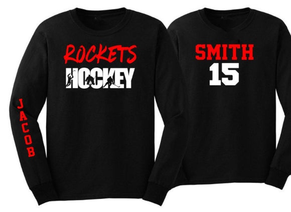 Hockey Shirt | Hockey Long Sleeve Shirt | Customize your team & colors | Adult or Youth