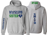 Glitter Wrestling Hoodie | Sister Wrestling Hoodie | Wrestling Sister | Customize with your Team & Colors | Adult or Youth Sizes