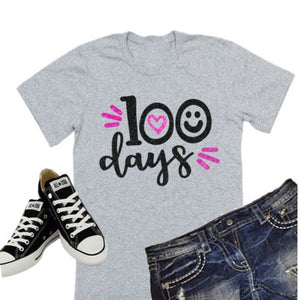 Glitter 100 Days of School Shirt | Short Sleeve T-shirt | 100th Day of School | Youth or Adult