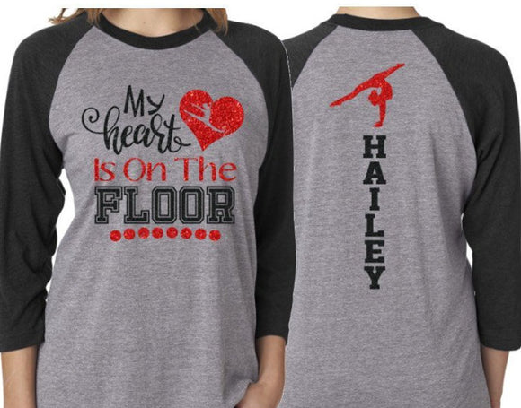Glitter Dance Mom Shirt | Dance Shirt | My Heart is on the Floor | Customize Colors