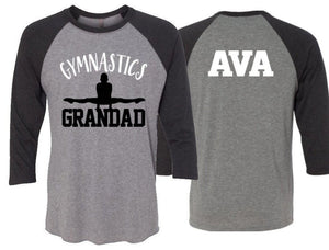 Gymnastics Grandad Shirt | Gymnastics Shirt|3/4 Sleeve Raglan | Customize with your Colors