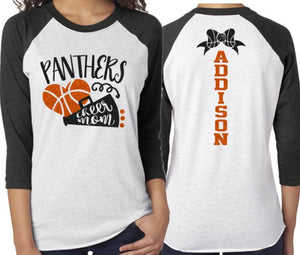 Glitter Basketball Cheer Mom Shirt | Cheer Shirt | 3/4 Sleeve Raglan | Customize Your Team & Colors