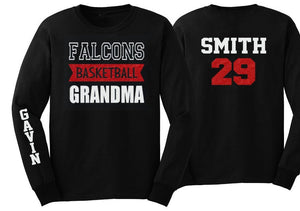 Basketball Shirt | Basketball Grandma | Basketball Long Sleeve Shirt | Customize Team & Colors
