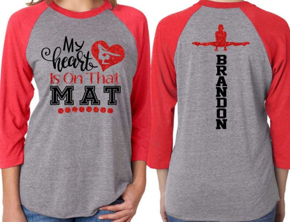 Glitter Gymnastics Mom Shirt | Gymnastics Shirt |My Heart is on that Mat | Gymnastic Bling | Customize Colors