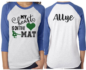 Glitter Gymnastics Mom Shirt | Gymnastics Shirt | 3/4 Sleeve Raglan | Customize with your Team & Colors
