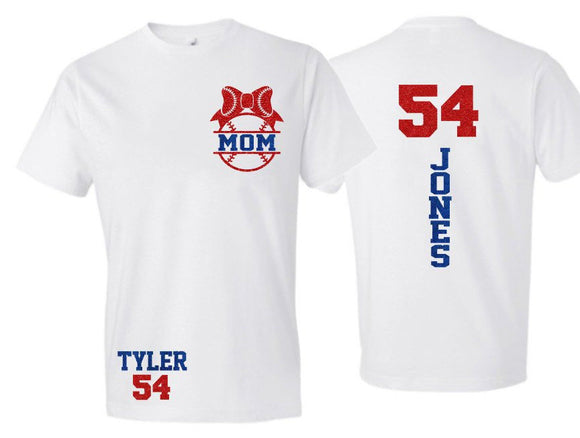 Glitter Baseball Shirt | Baseball Mom Shirt | Short Sleeve Baseball Shirt | Customize Colors