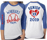 Glitter Senior Baseball Shirt | Senior Mom, Grandma, Sister, Stepmom | Customized Baseball Shirt