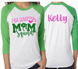 Glitter Gymnastics Mom Squad Shirt | Gymnastics Shirt|3/4 Sleeve Raglan | Customize with your Colors