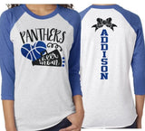 Glitter Basketball Cheer Mom Shirt | Cheer Shirt | 3/4 Sleeve Raglan | Customize Your Team & Colors