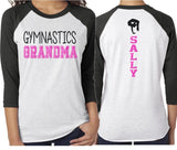 Glitter Gymnastics Grandma Shirt | Gymnastics Shirt|3/4 Sleeve Raglan | Customize with your Colors