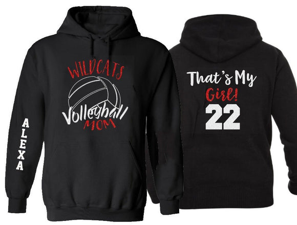 Glitter Volleyball Mom Hoodie | Volleyball Hoodie | Customize with your Team & Colors