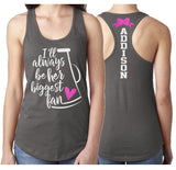 Glitter I'll Always Be Her Biggest Fan Cheer Tank Top | Cheer Racerback Tank |  Cheer Bling | Cheer Spirit Wear | Customize Colors