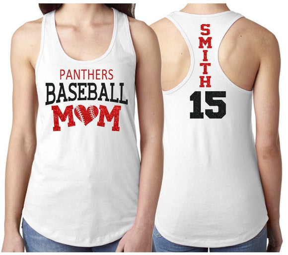 Glitter Baseball Mom Tank Top | Racerback Tank | Baseball Tank