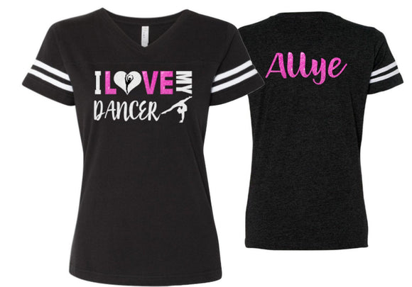 Glitter Dance Shirt | I Love My Dancer | Short Sleeve Shirt | Customize