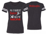 Glitter Dance Mom Shirt | My Favorite Dancer Calls Me Mom V-neck Short Sleeve Shirt | Customize