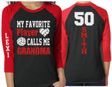 Glitter Volleyball Grandma Shirt | My Favorite Player Calls My Grandma | Customize Colors
