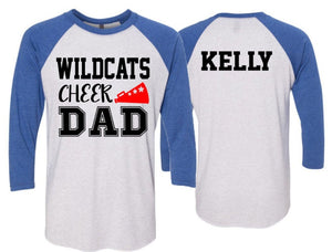 Cheer Dad Shirt |  Cheer Shirt | 3/4 Sleeve Raglan | Cheer Spirit Wear | Customize with your Colors
