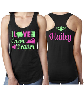 Glitter I Love My Cheerleader Tank | Cheer Mom Tank | Racerback Tank | Cheer Bling | Cheer Spirit Wear | Customize Colors