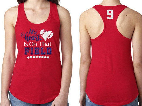 Glitter My Heart is that Field | Baseball Mom Tank Top | | Customize Your Colors