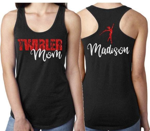 Glitter Twirler Mom Tank Top | Twirler Racerback tank | Twirler Bling | Customize Youth or Adult