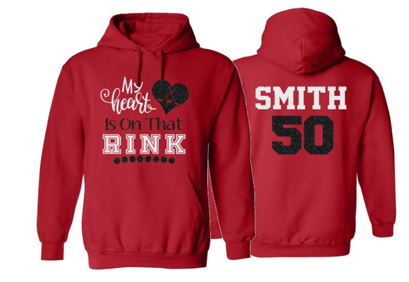 Glitter My Heart is on that Rink Hockey Hoodie | Hockey Bling | Hockey Hoodie | Hockey Spirit Wear | Customize Colors