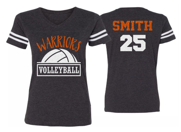 Glitter Volleyball Shirt | Volleyball Shirts | Volleyball Mom Shirts | Cute Volleyball Tee | Vneck Short Sleeve Shirt | Customize