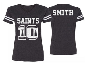 Glitter Football Mom Shirts | Football Shirt |  V Neck Short Sleeve Shirt | Football Bling | Customize Football Shirt