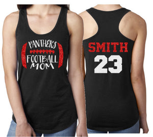 Glitter Football Mom Shirt | Football Shirts | Football Mom Shirts | Football Racerback Tank | Customize Team & Colors