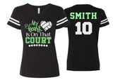 Glitter My Heart is on that Court | Volleyball Mom Shirt | Volleyball Shirt | Volleyball Bling | Vneck Short Sleeve Shirt | Customize
