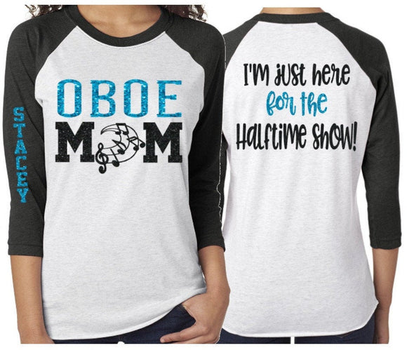 Glitter Oboe Mom shirt | Band Shirts | Band Mom Shirts | Band Bling | Band Spirit Wear | Customize with your Colors
