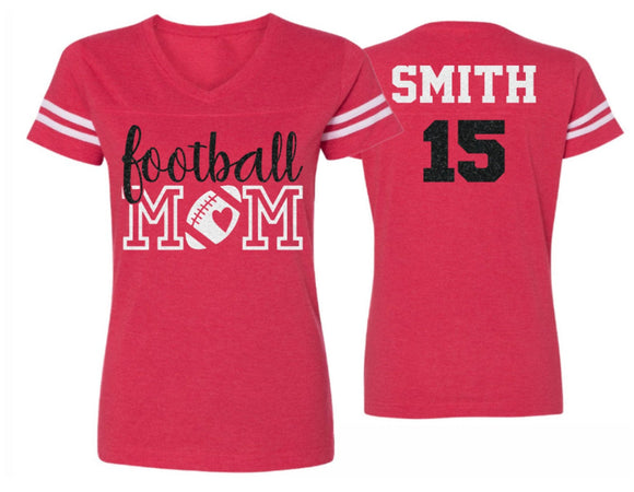 Glitter Football Mom Shirt | Football Shirt |  V Neck Short Sleeve Shirt | Football Bling | Customize Football Shirt