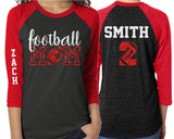 Football Shirt | Glitter Football Mom Shirt | 3/4 Sleeve Shirt | Customize Team & Colors