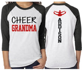 Glitter Cheer Grandma Shirt | Cheer Shirt | Cheer Bling | Cheer Spirit Wear | 3/4 Sleeve Raglan |Customize  Colors
