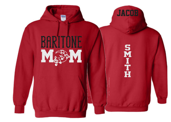 Glitter Baritone Mom Hoodie | Band Hoodie | Band Shirts | Customize with your Colors