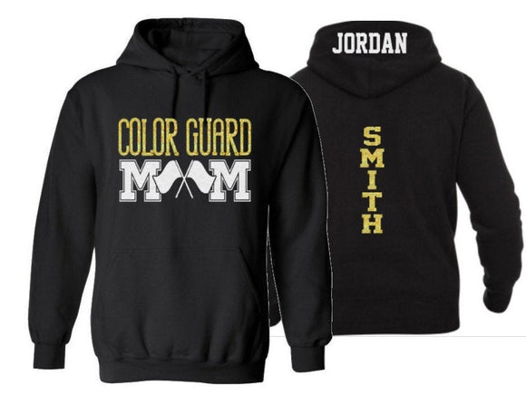 Glitter Color Guard Mom Hoodie | Band Hoodie | Band Shirts | Customize with your Colors