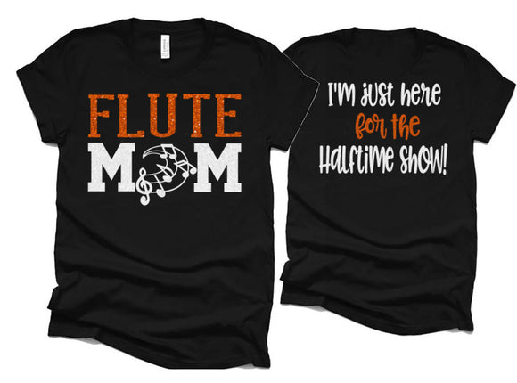Glitter Flute Mom T-shirt | Band Shirts | Short Sleeve Tshirt | Bella Canvas Tshirt | Customize with your Colors