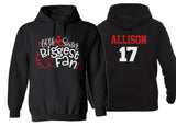 Glitter Hockey Little Sister Biggest Fan Hoodie | Hockey Bling | Hockey Hoodie | Hockey Spirit Wear | Customize Colors