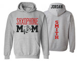 Glitter Saxophone Mom Hoodie | Band Hoodie | Customize with your Colors