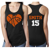 Glitter Basketball Heart Tank Top | Basketball Mom Shirts | Basketball Shirts | Basketball Bling | Customize Colors