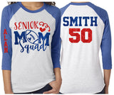 Senior Football Mom Shirt | Senior Mom Squad Shirts | Football Shirts | Football Mom Shirts | 3/4 Sleeve Raglan | Customize Team & Colors
